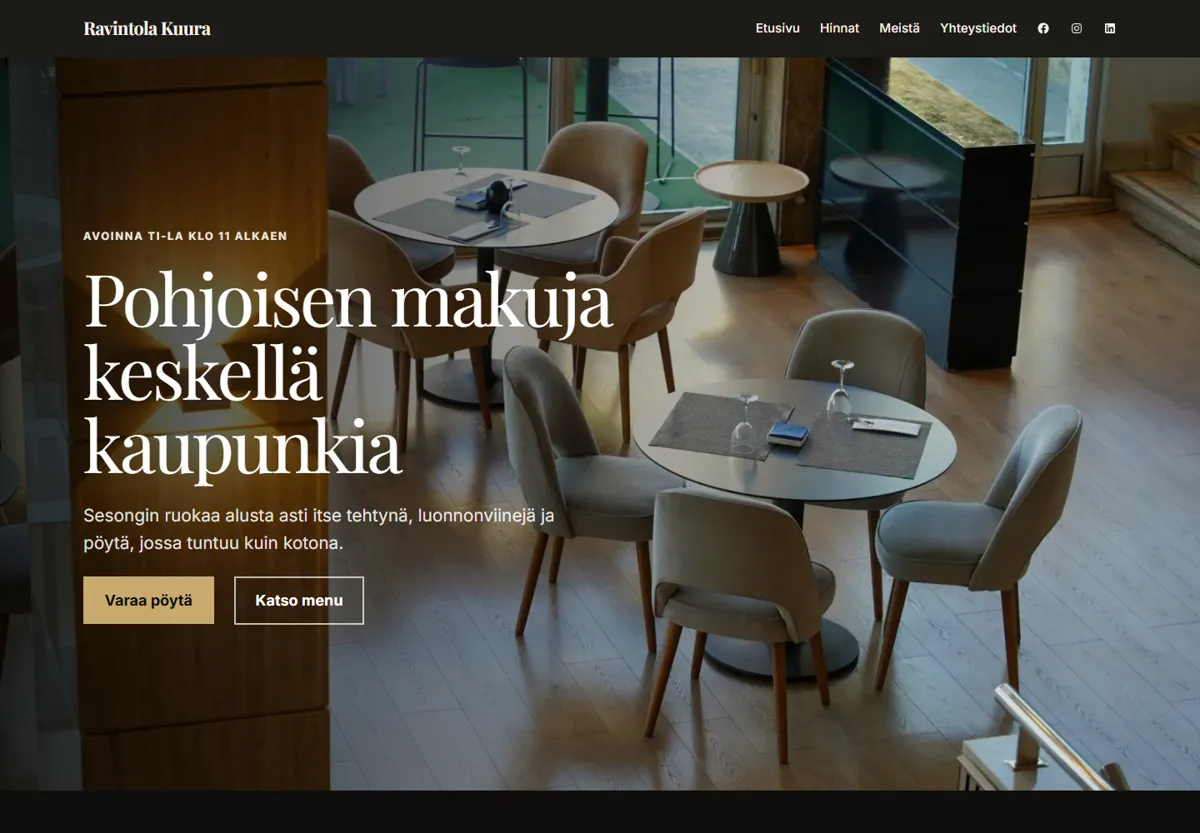 Example site: Restaurant